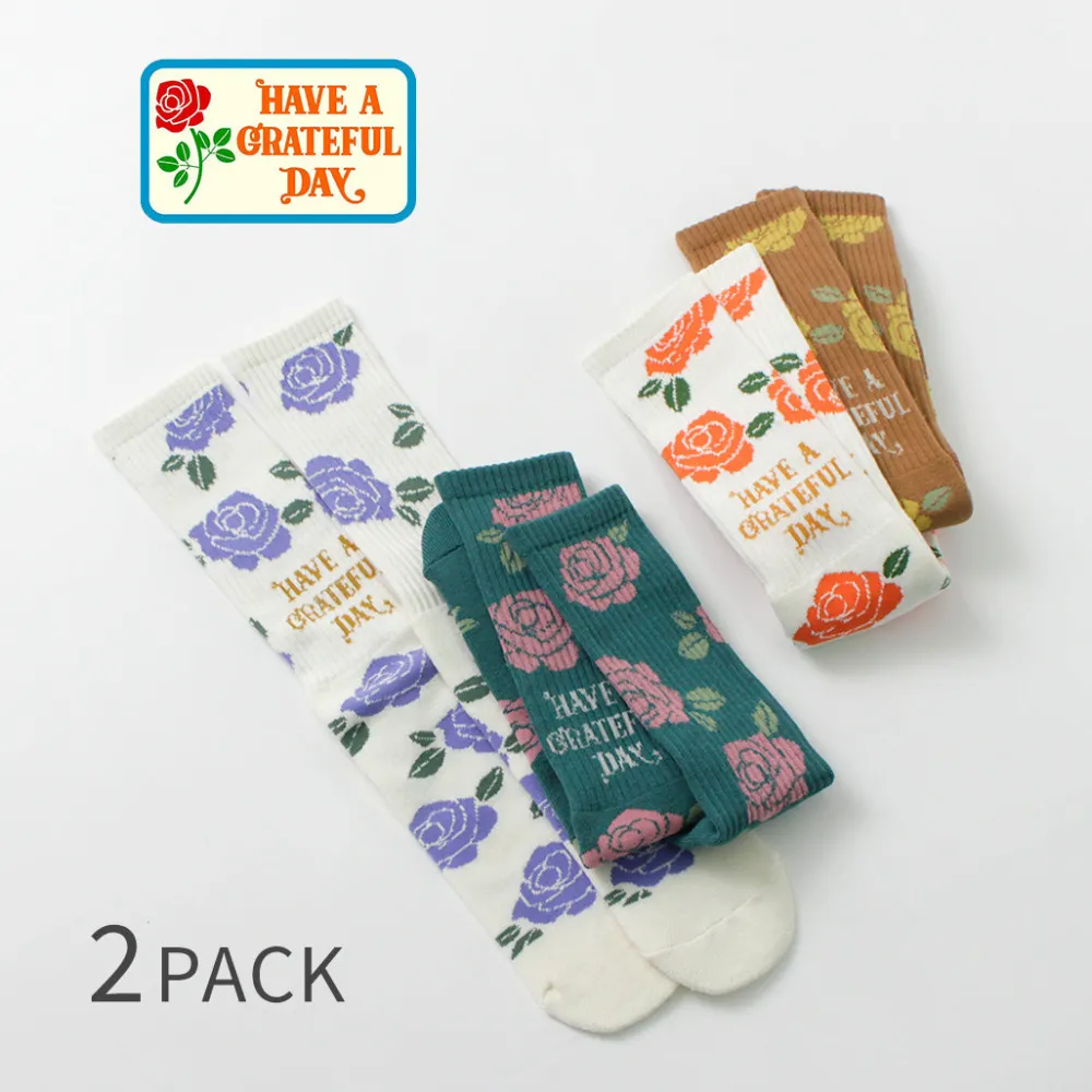 HAVE A GRATEFUL DAY Socks^/ Crew Socks Flower