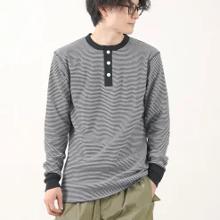 HEALTHKNIT T-Shirts^/ Basic Waffle Henley Neck Long Sleeve