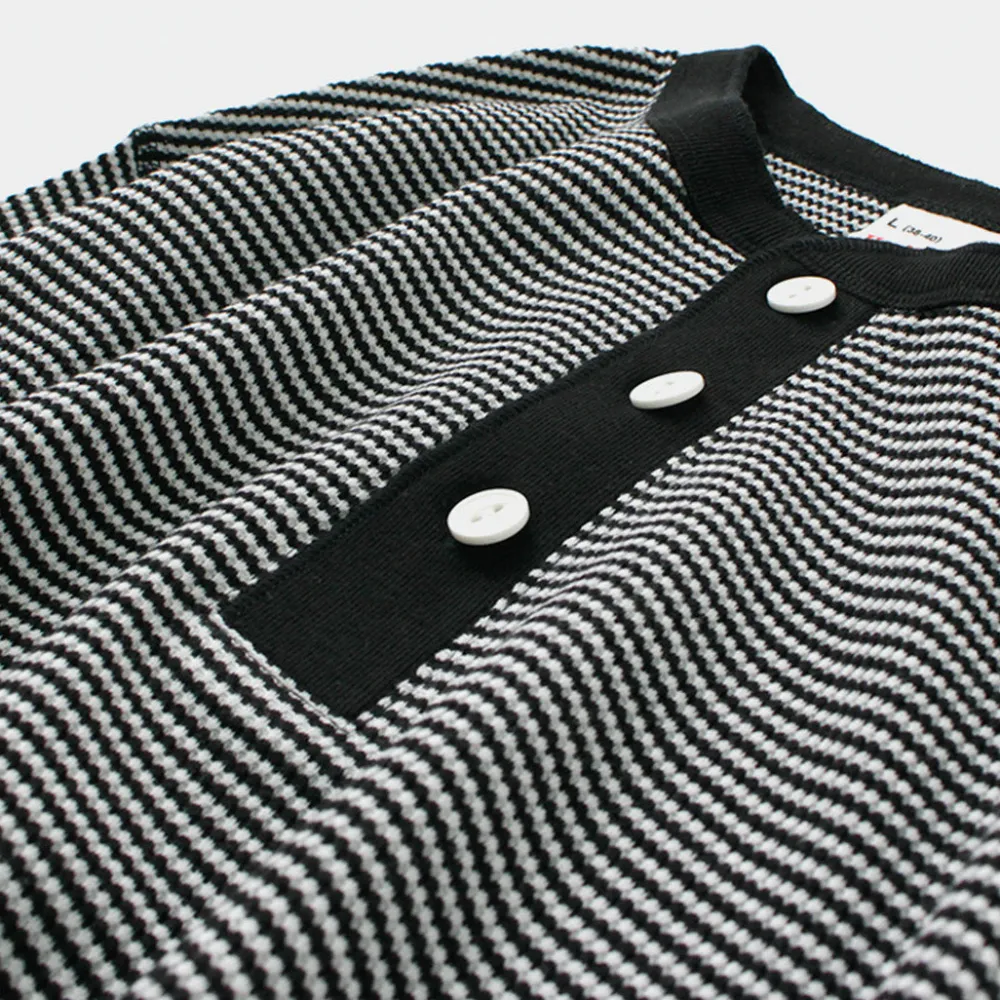 HEALTHKNIT T-Shirts^/ Basic Waffle Henley Neck Long Sleeve