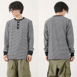 HEALTHKNIT T-Shirts^/ Basic Waffle Henley Neck Long Sleeve