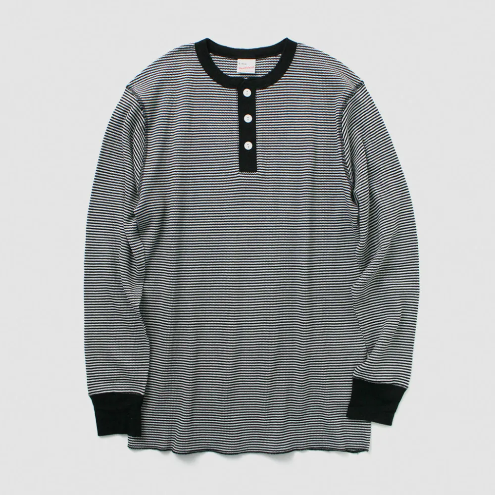 HEALTHKNIT T-Shirts^/ Basic Waffle Henley Neck Long Sleeve