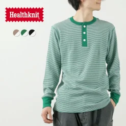 HEALTHKNIT T-Shirts^/ Basic Waffle Henley Neck Long Sleeve