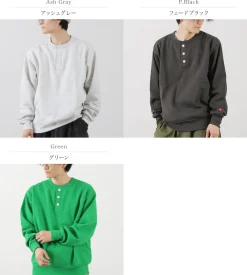 HEALTHKNIT Sweatshirts^/ Classic Sweatshirt Henley Neck Long Sleeve