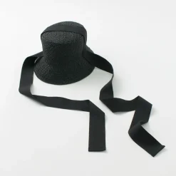 HICOSAKA Hats^/ Paper Knit Bucket Ribbon Hat black