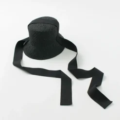 HICOSAKA Hats^/ Paper Knit Bucket Ribbon Hat black