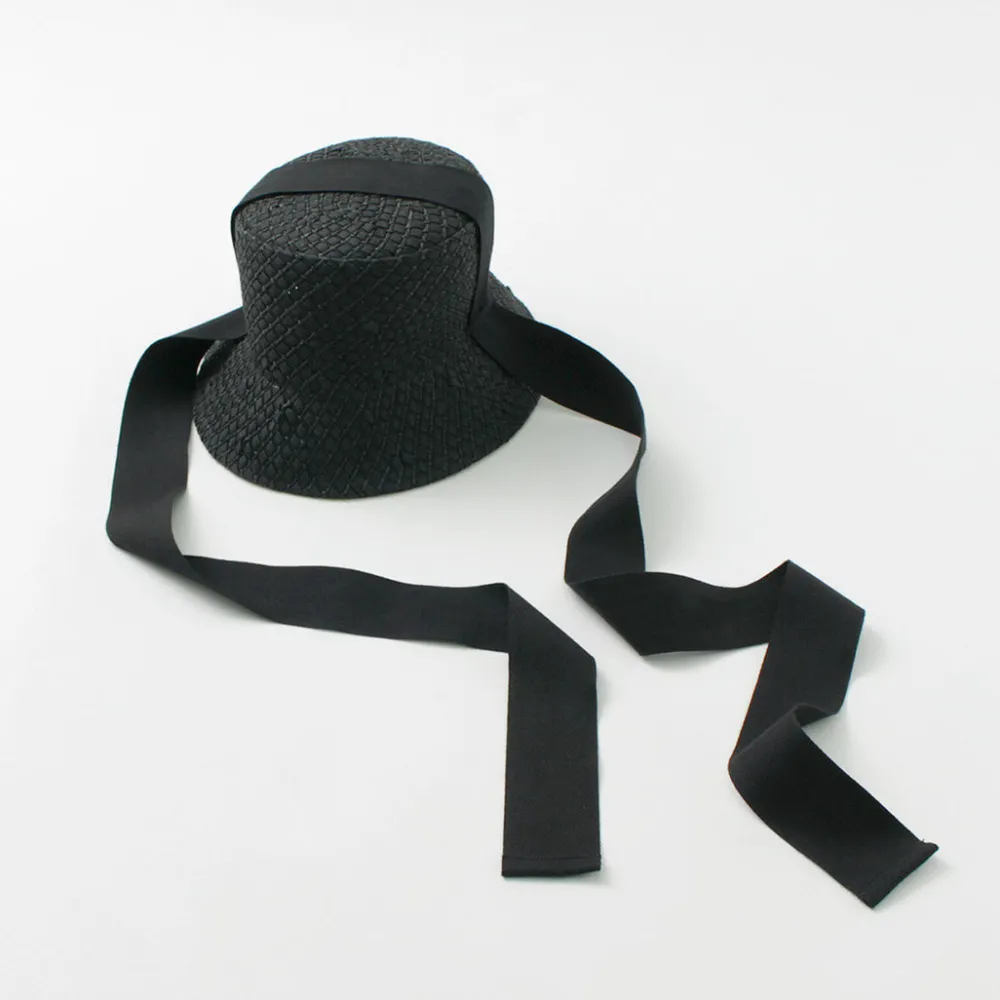 HICOSAKA Hats^/ Paper Knit Bucket Ribbon Hat black
