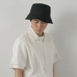 HICOSAKA Hats^/ Paper Knit Bucket Ribbon Hat black