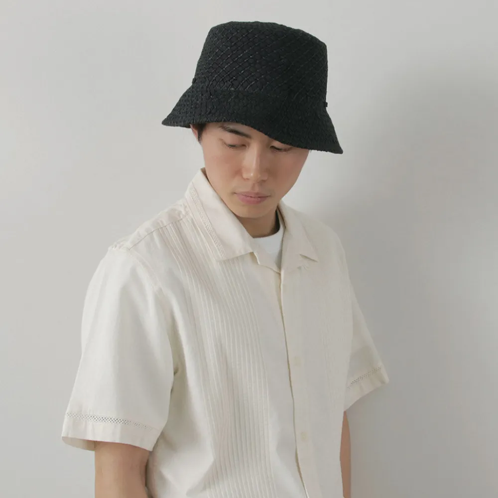 HICOSAKA Hats^/ Paper Knit Bucket Ribbon Hat black