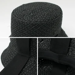 HICOSAKA Hats^/ Paper Knit Bucket Ribbon Hat black
