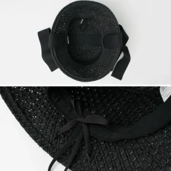 HICOSAKA Hats^/ Paper Knit Bucket Ribbon Hat black