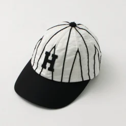 HICOSAKA Hats^/ Striped 8 Panel Logo Cap