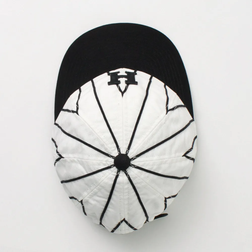 HICOSAKA Hats^/ Striped 8 Panel Logo Cap
