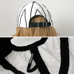 HICOSAKA Hats^/ Striped 8 Panel Logo Cap
