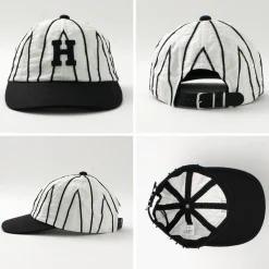 HICOSAKA Hats^/ Striped 8 Panel Logo Cap