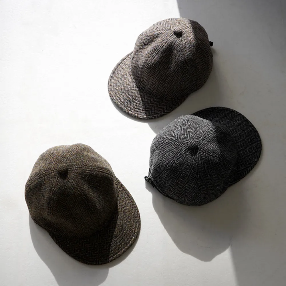 HIGHER Hats^/ Harris Tweed Herringbone Cap HT24035