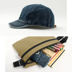 HIGHER Hats^/ Selvage denim cap with initials badge