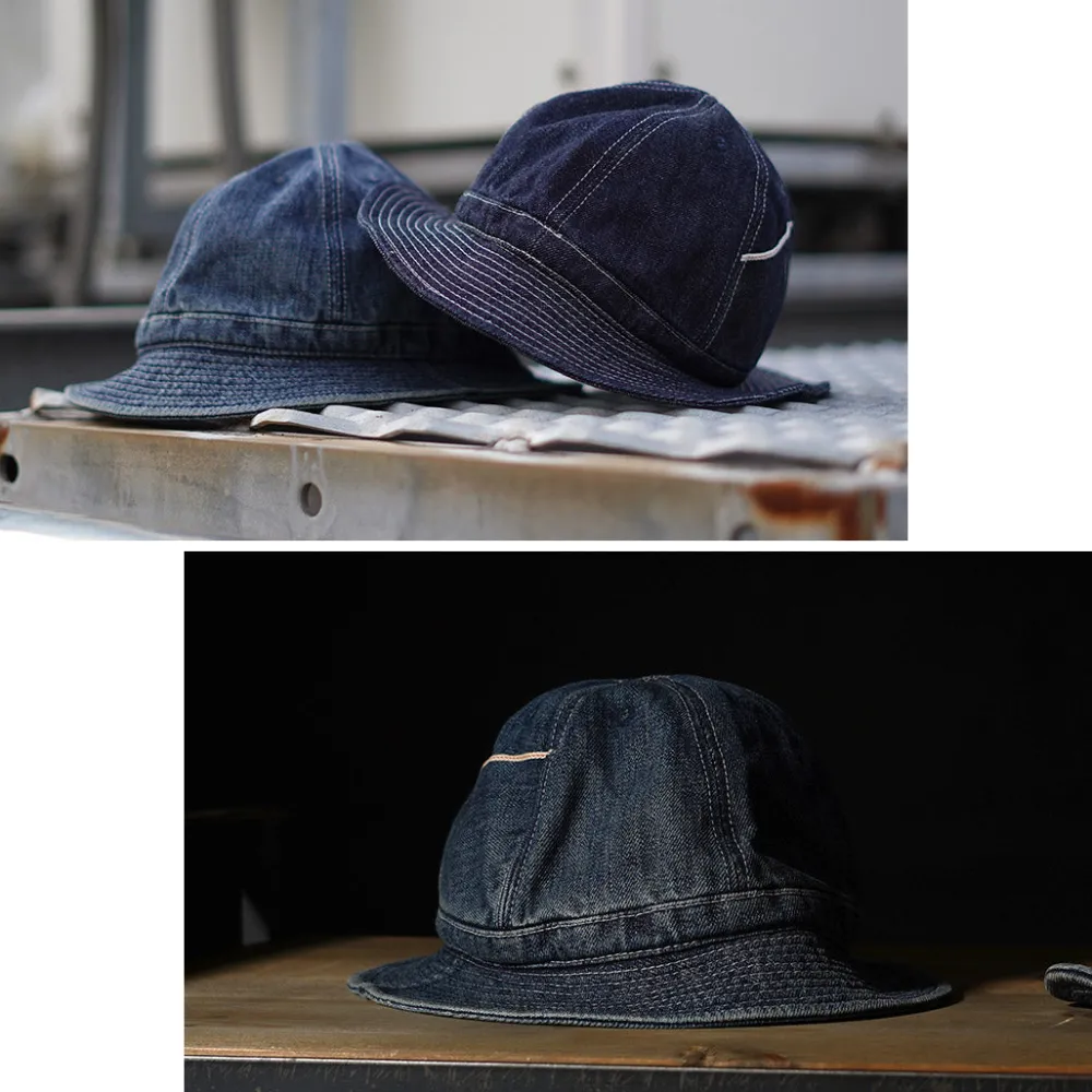 HIGHER Hats^/ Selvage Denim Panel 6 Hat - Used finish used-wash