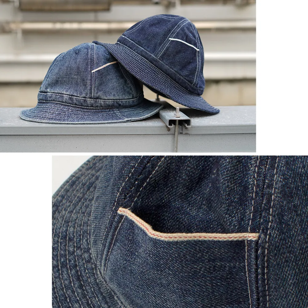 HIGHER Hats^/ Selvage Denim Panel 6 Hat - Used finish used-wash
