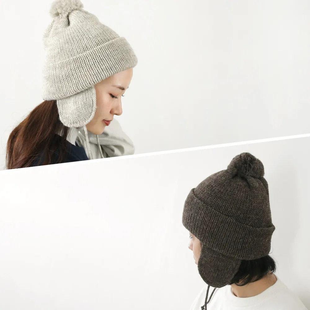 HIGHLAND 2000 Hats^/ 3G Solid Bobcap Double Ear Cover and Pom Pom and Chin Rope (20cm)