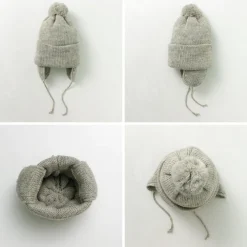 HIGHLAND 2000 Hats^/ 3G Solid Bobcap Double Ear Cover and Pom Pom and Chin Rope (20cm)