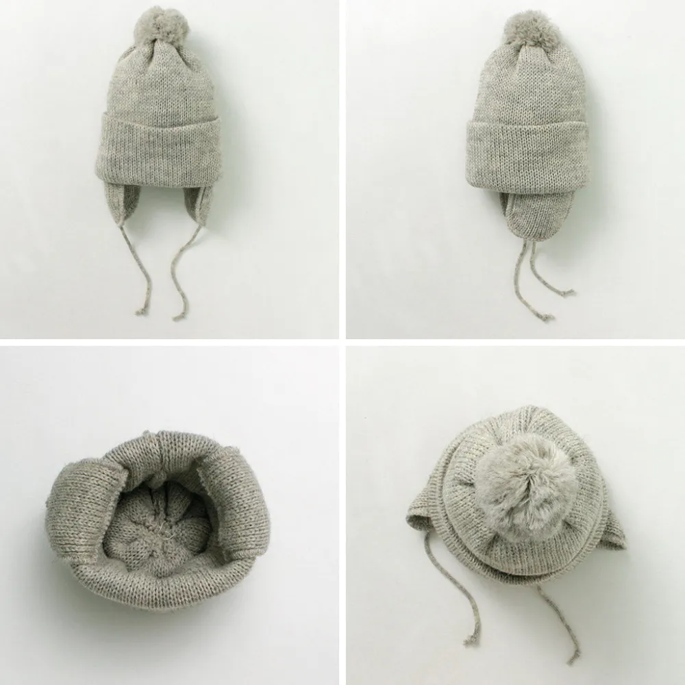 HIGHLAND 2000 Hats^/ 3G Solid Bobcap Double Ear Cover and Pom Pom and Chin Rope (20cm)