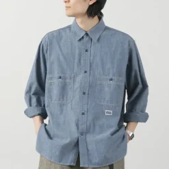 ILL ONE EIGHTY Shirts^/ Chambray Work Shirt lightblue