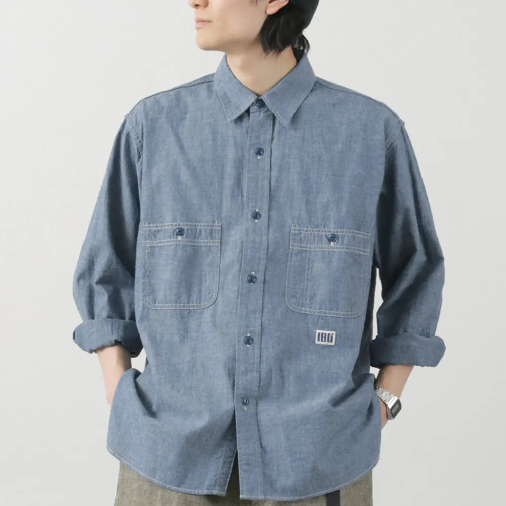 ILL ONE EIGHTY Shirts^/ Chambray Work Shirt lightblue