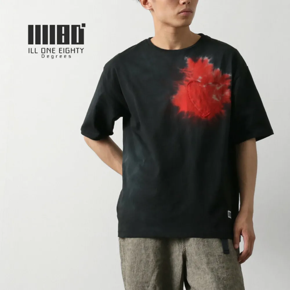 ILL ONE EIGHTY T-Shirts^/ Tie Dye Heart Pocket Short Sleeve T-Shirt black