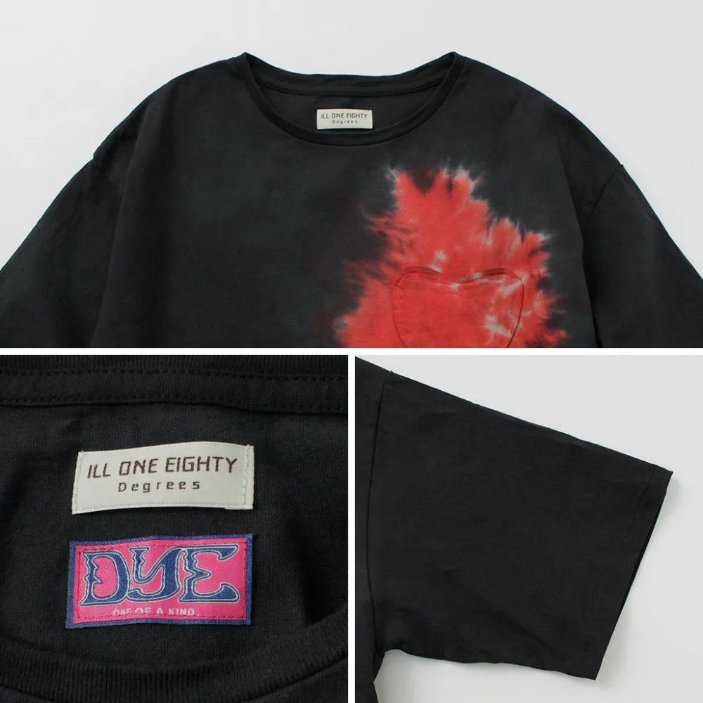 ILL ONE EIGHTY T-Shirts^/ Tie Dye Heart Pocket Short Sleeve T-Shirt black