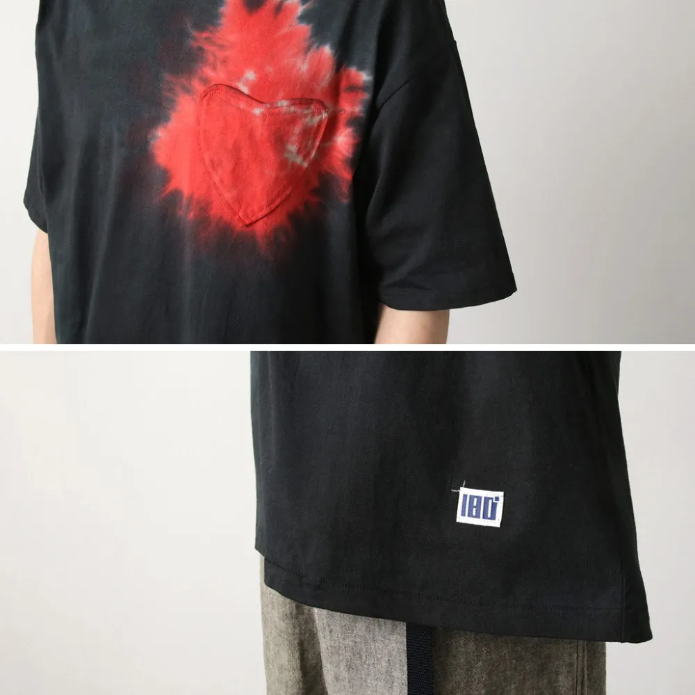 ILL ONE EIGHTY T-Shirts^/ Tie Dye Heart Pocket Short Sleeve T-Shirt black