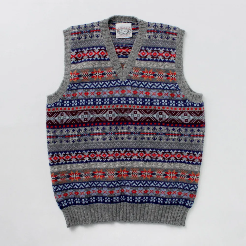 JAMIESONS Knits^/ Fair Isle V-neck Vest