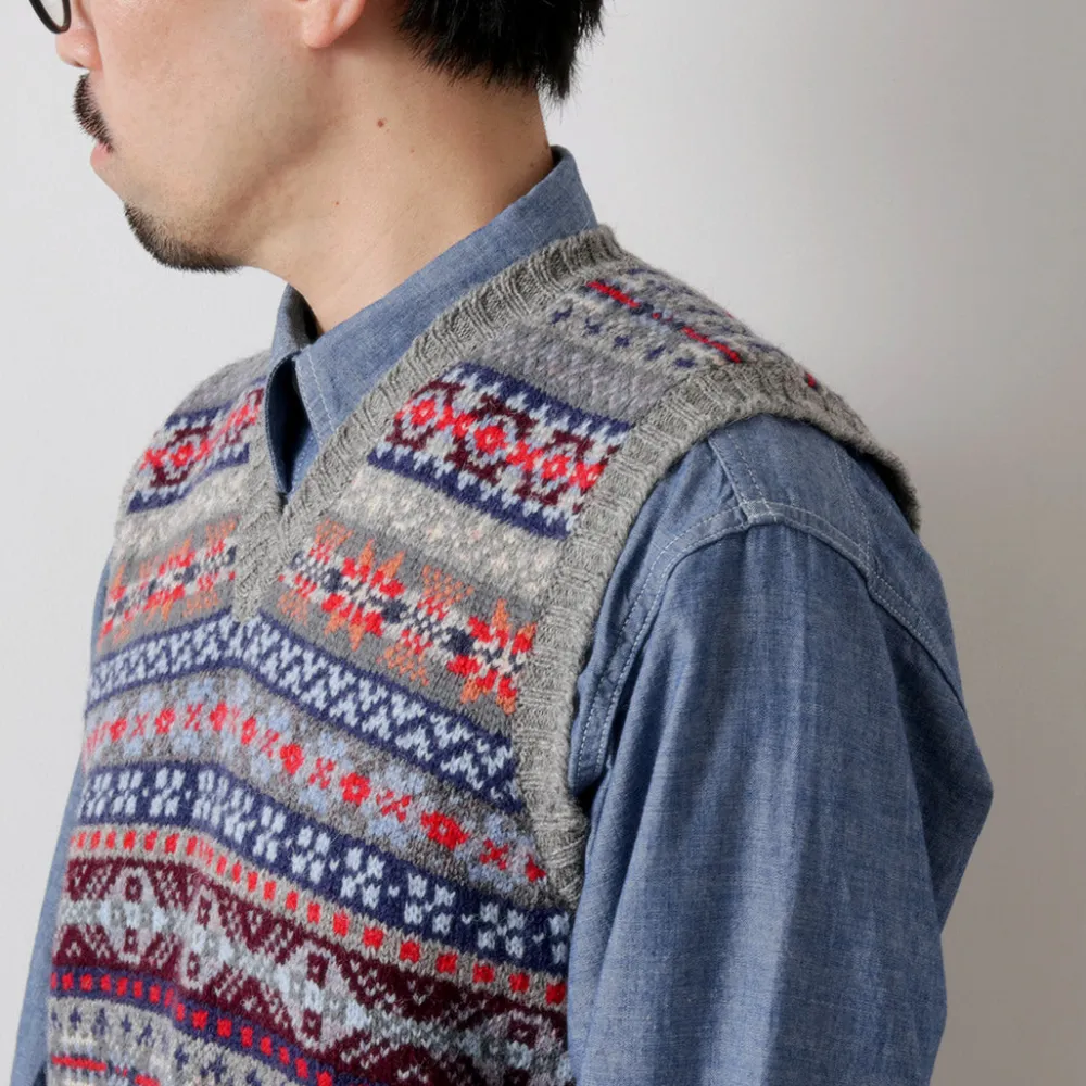 JAMIESONS Knits^/ Fair Isle V-neck Vest