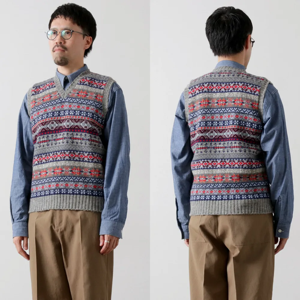 JAMIESONS Knits^/ Fair Isle V-neck Vest