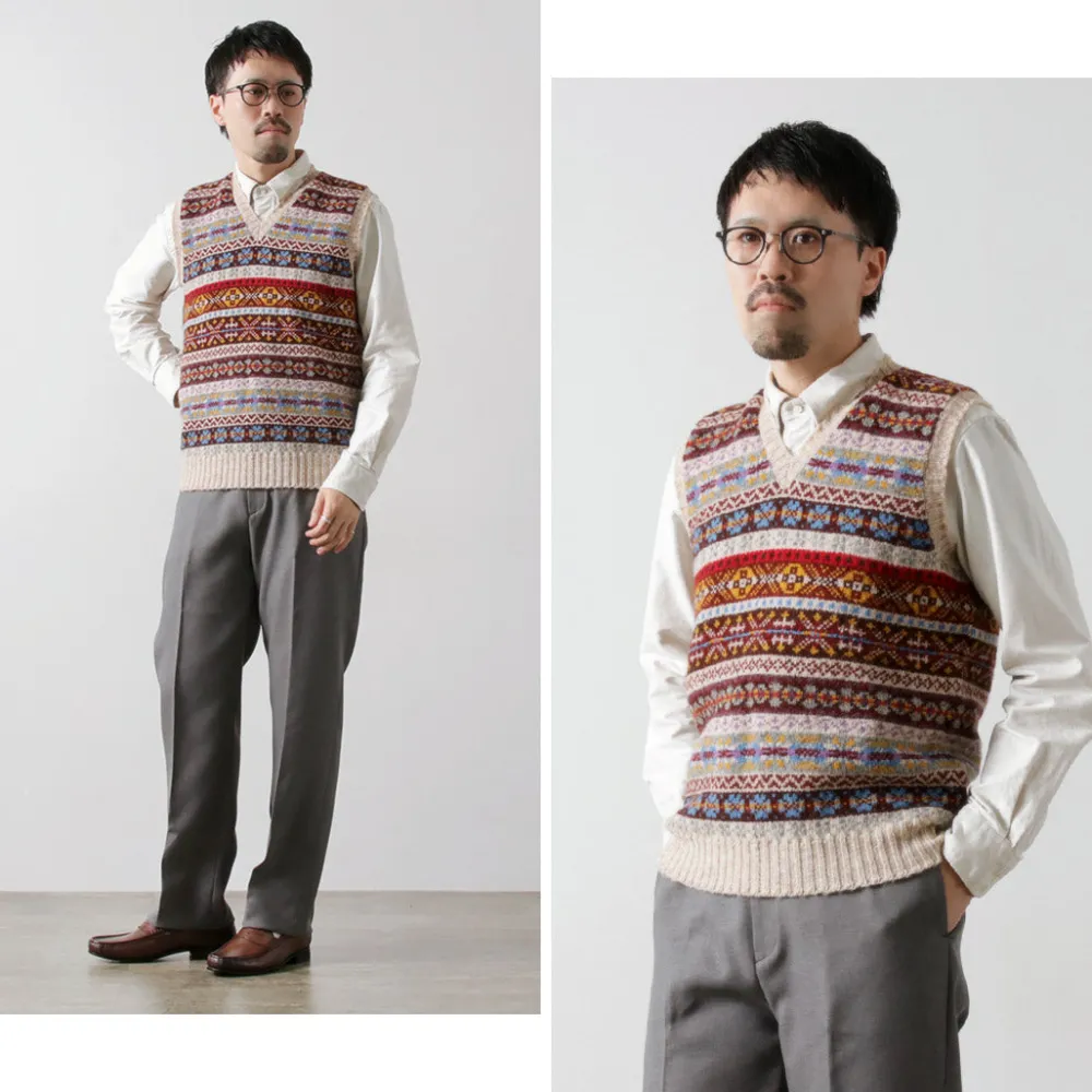 JAMIESONS Knits^/ Fair Isle V-neck Vest