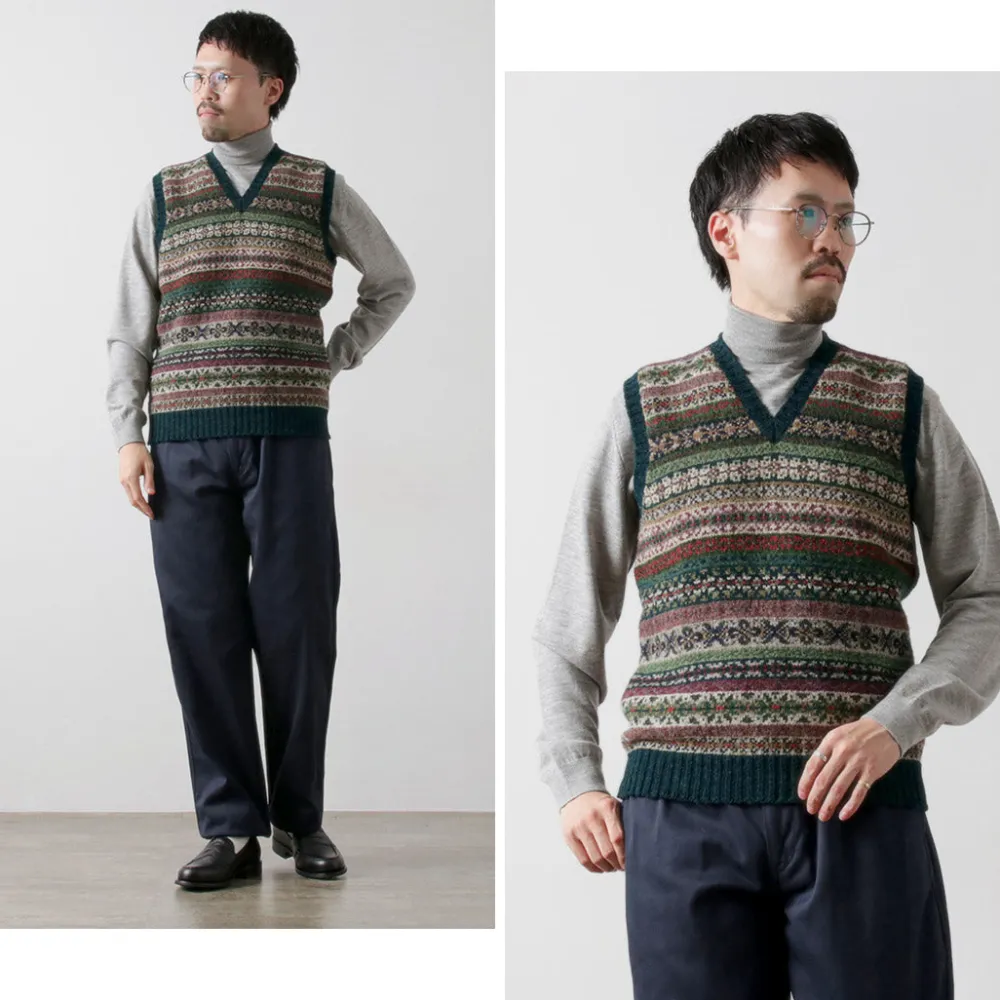JAMIESONS Knits^/ Fair Isle V-neck Vest