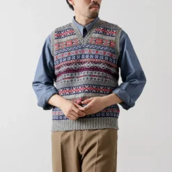 JAMIESONS Knits^/ Fair Isle V-neck Vest