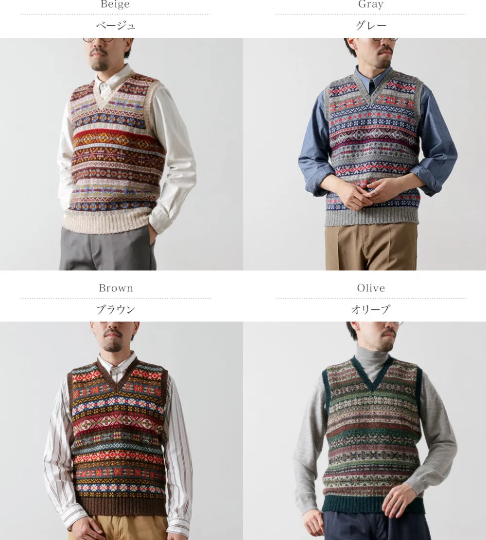 JAMIESONS Knits^/ Fair Isle V-neck Vest