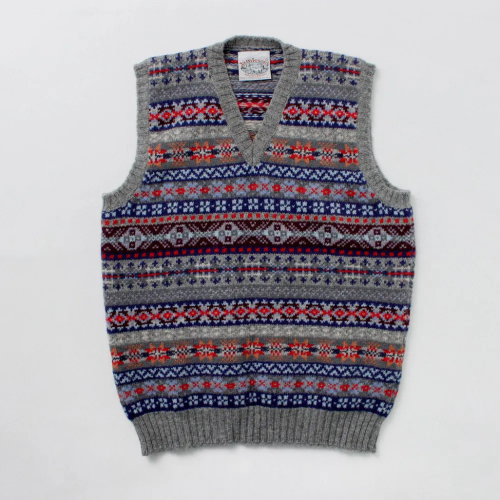 JAMIESONS Knits^/ Fair Isle V-neck Vest