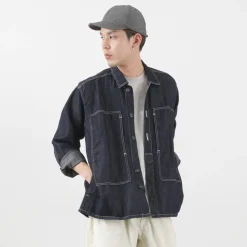 JAPAN BLUE JEANS Jackets^/ Cotton Linen Denim Faux Army Pullover Jacket indigo