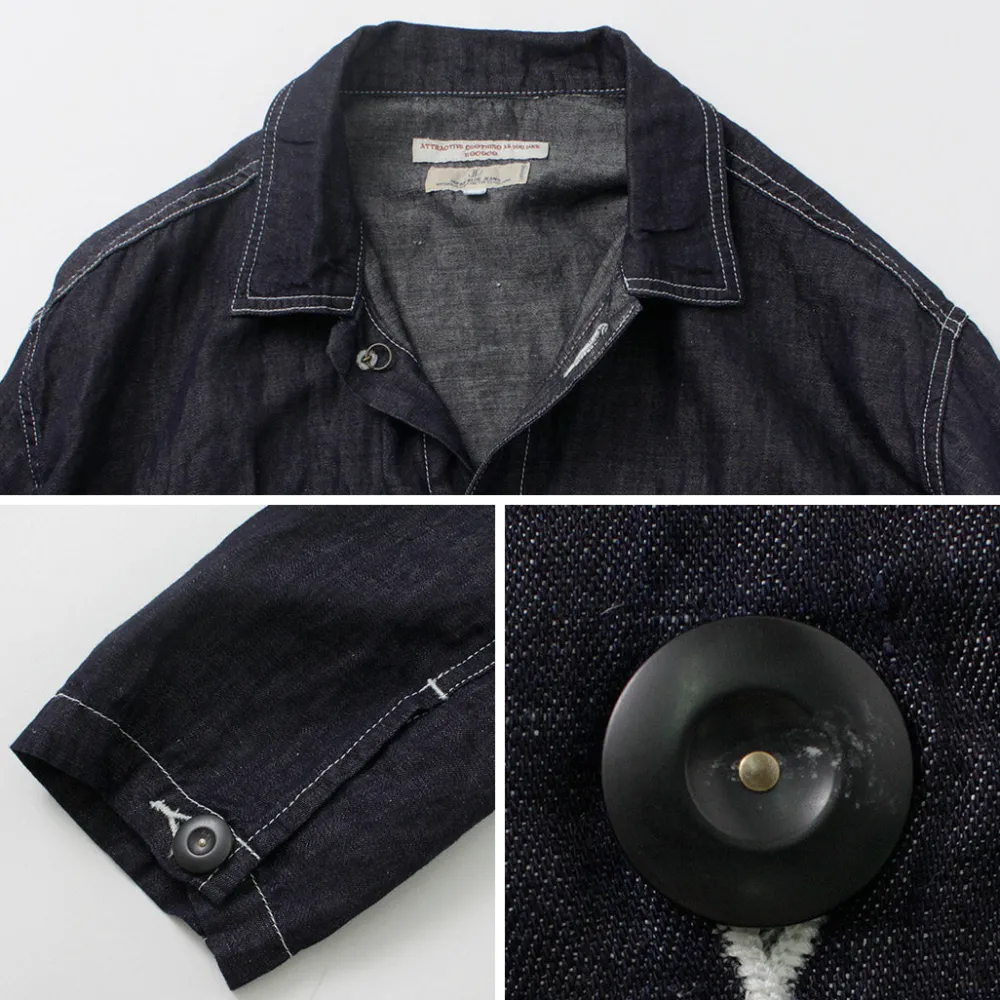 JAPAN BLUE JEANS Jackets^/ Cotton Linen Denim Faux Army Pullover Jacket indigo