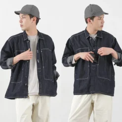 JAPAN BLUE JEANS Jackets^/ Cotton Linen Denim Faux Army Pullover Jacket indigo