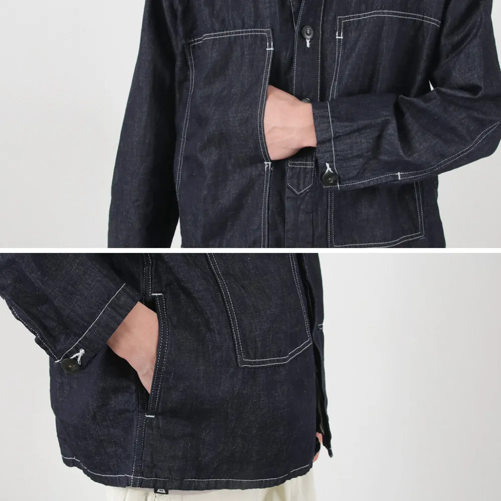 JAPAN BLUE JEANS Jackets^/ Cotton Linen Denim Faux Army Pullover Jacket indigo