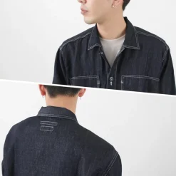 JAPAN BLUE JEANS Jackets^/ Cotton Linen Denim Faux Army Pullover Jacket indigo