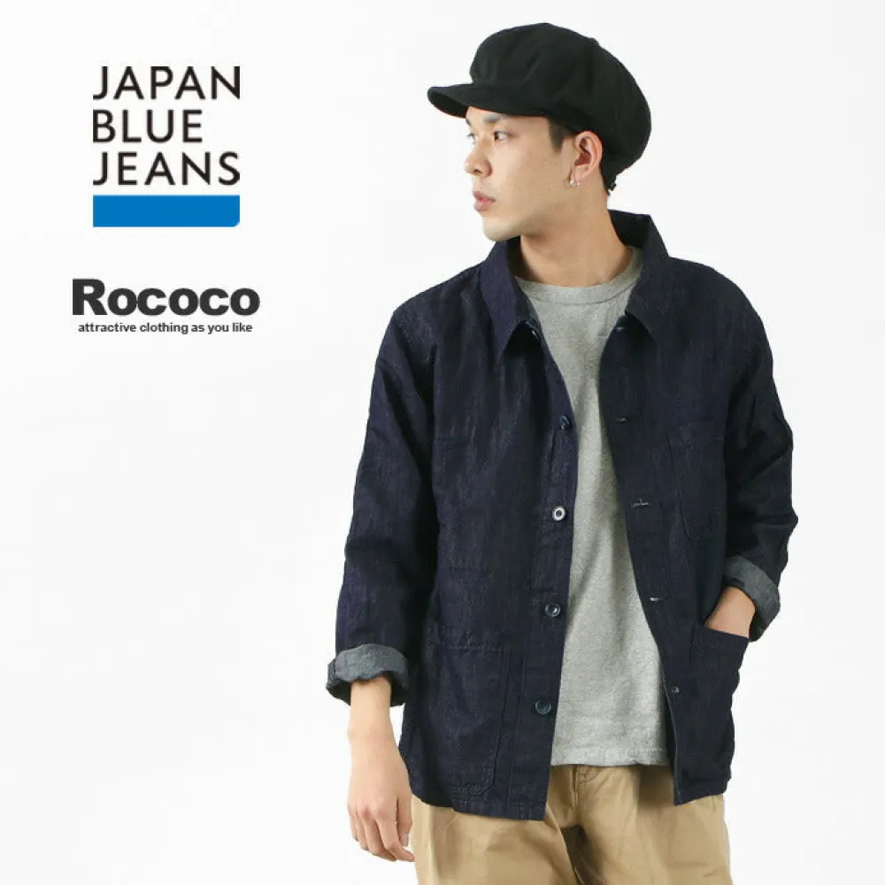 JAPAN BLUE JEANS Jackets^/ RJB7070 Summer French Coverall Jacket Cotton Linen Denim indigo