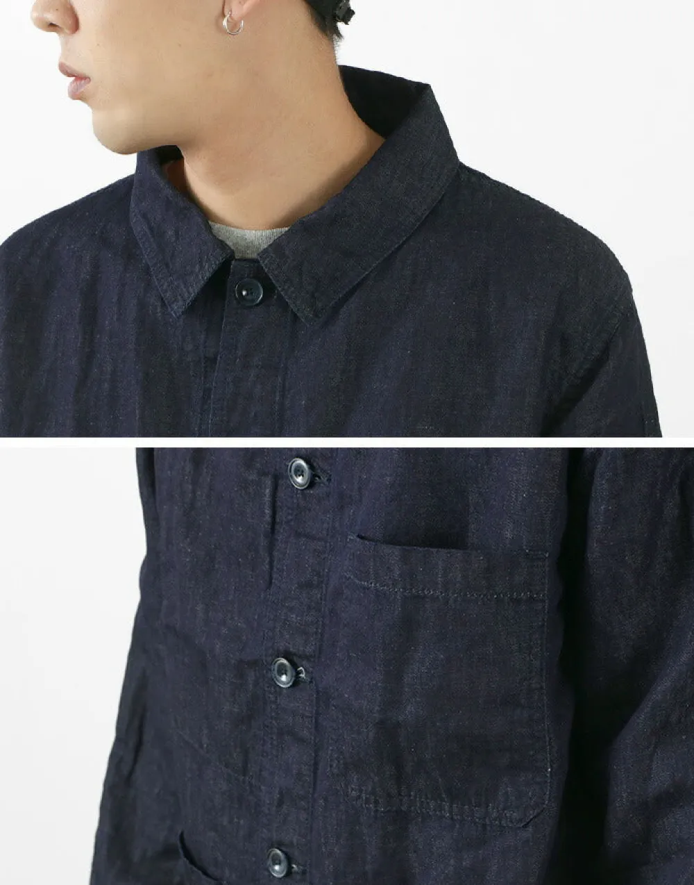 JAPAN BLUE JEANS Jackets^/ RJB7070 Summer French Coverall Jacket Cotton Linen Denim indigo