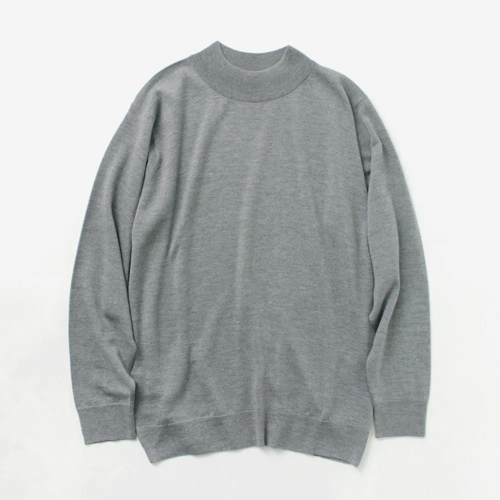 JOHN SMEDLEY Knits^/ Merino Wool 24 Gauge Mock Neck Knit