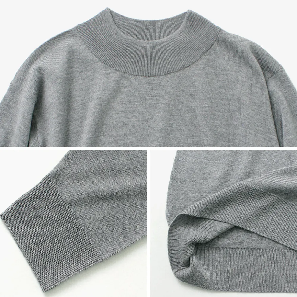 JOHN SMEDLEY Knits^/ Merino Wool 24 Gauge Mock Neck Knit