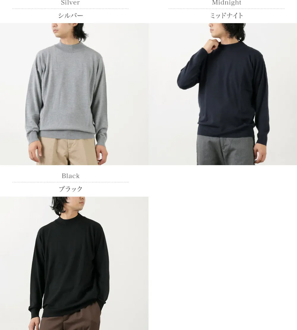 JOHN SMEDLEY Knits^/ Merino Wool 24 Gauge Mock Neck Knit