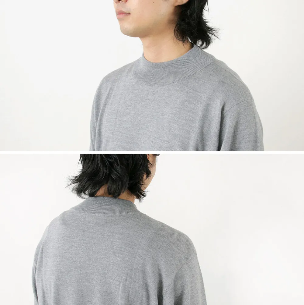 JOHN SMEDLEY Knits^/ Merino Wool 24 Gauge Mock Neck Knit