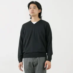 JOHN SMEDLEY Knits^/ Merino Wool 30 Gauge 30 Gauge V-Neck Knit MODERN FIT